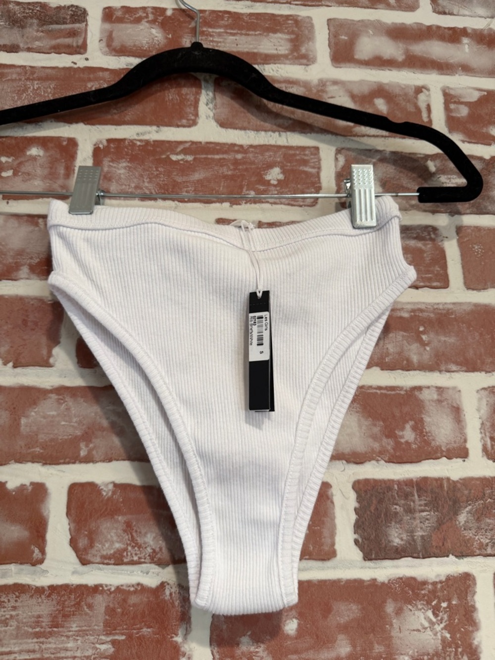 Gooseberry Intimates Rib Boyfriend Briefs White S NWT High Rise Cotton Panty